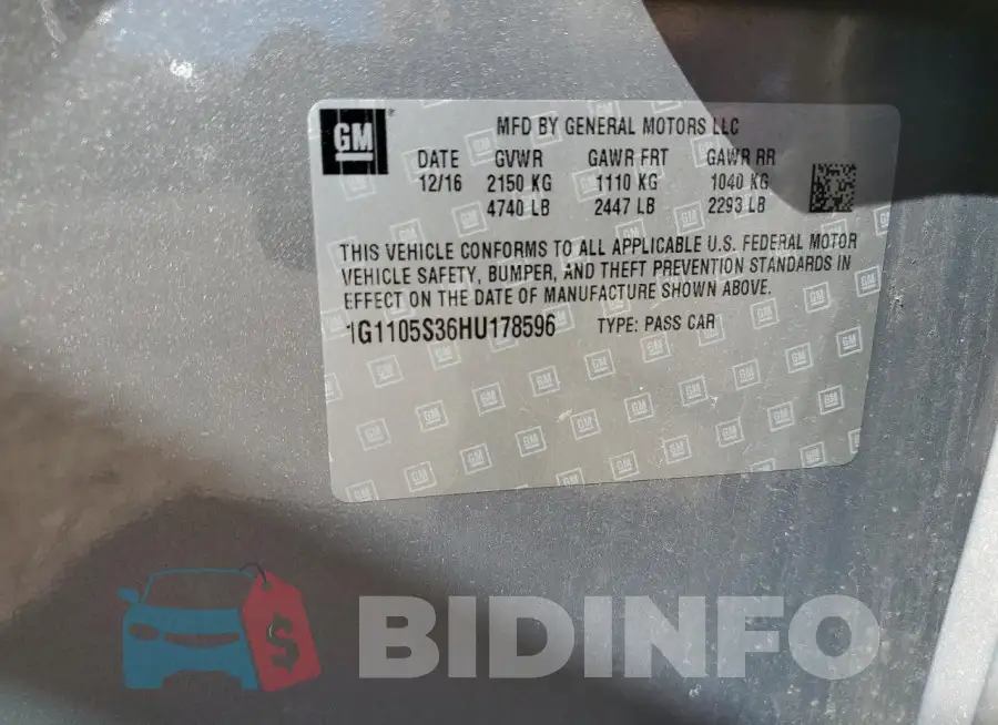 1G1105S36HU178596 Photo# 12