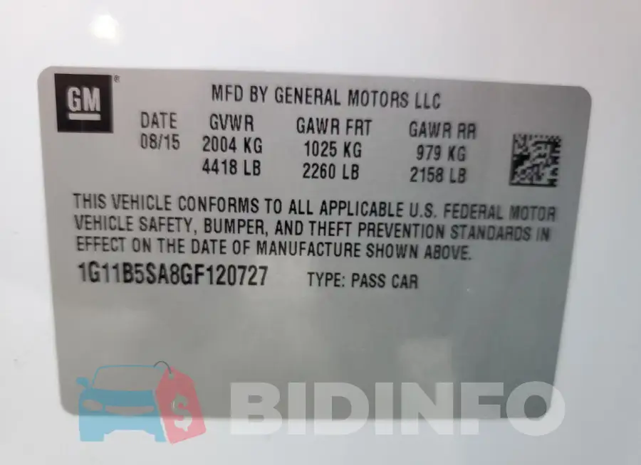 1G11B5SA8GF120727 Photo# 13