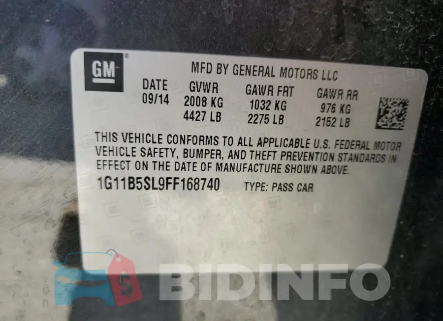 1G11B5SL9FF168740 Photo# 12