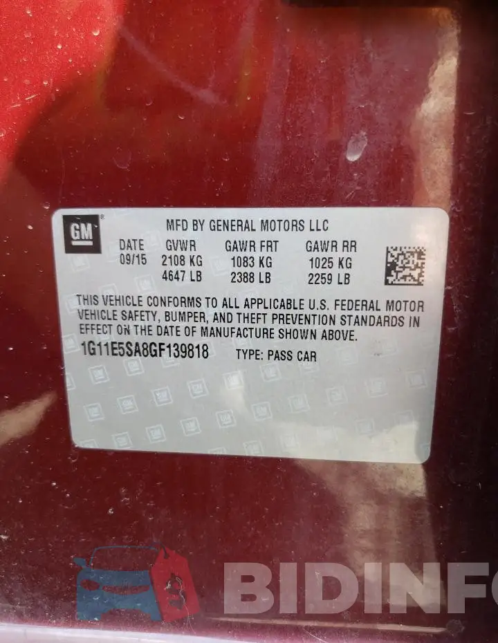 1G11E5SA8GF139818 Photo# 12