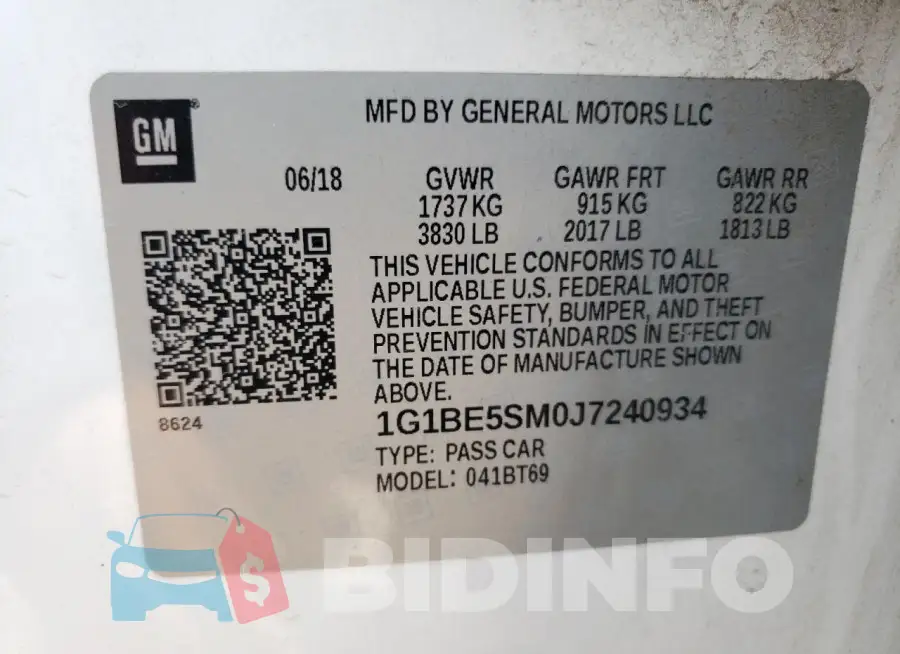 1G1BE5SM0J7240934 Photo# 12