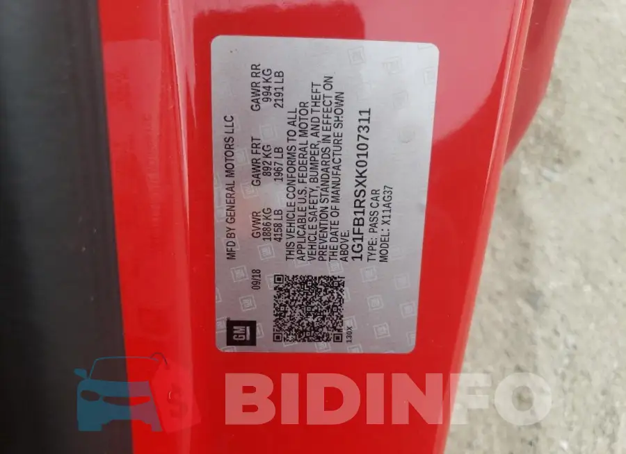 1G1FB1RSXK0107311 Photo# 13