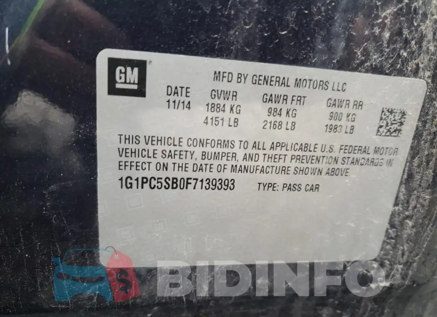 1G1PC5SB0F7139393 Photo# 12