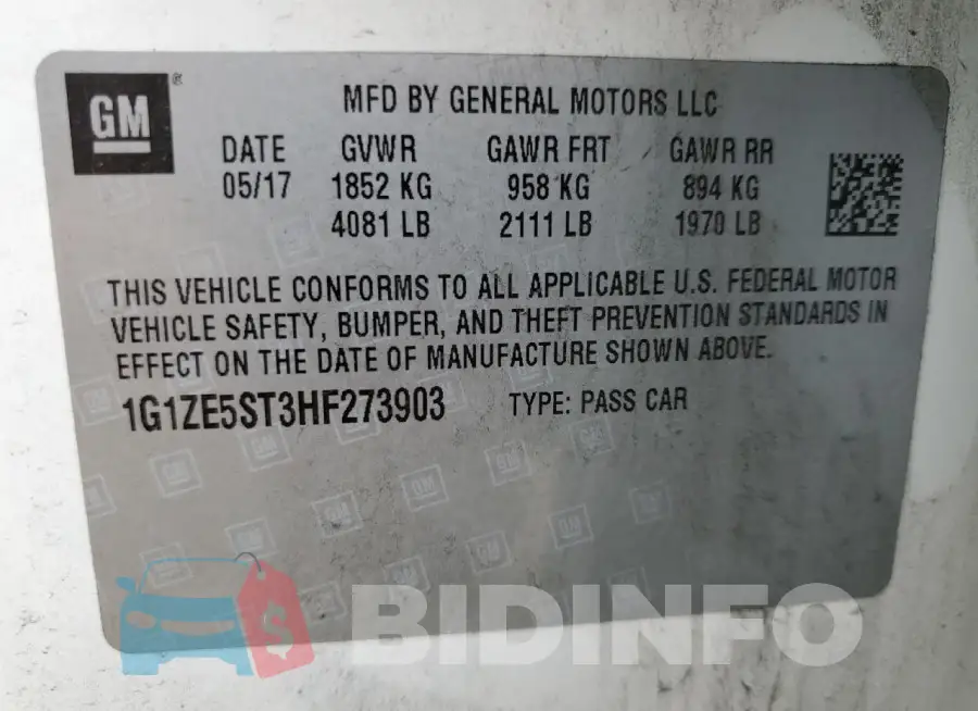 1G1ZE5ST3HF273903 Photo# 12