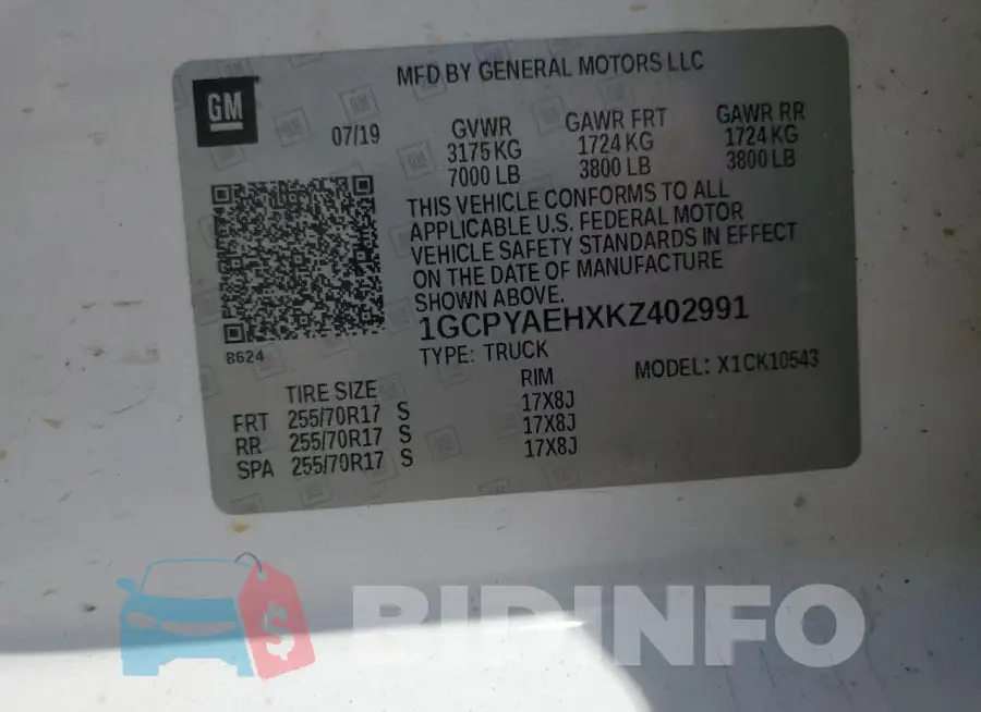 1GCPYAEHXKZ402991 Photo# 13