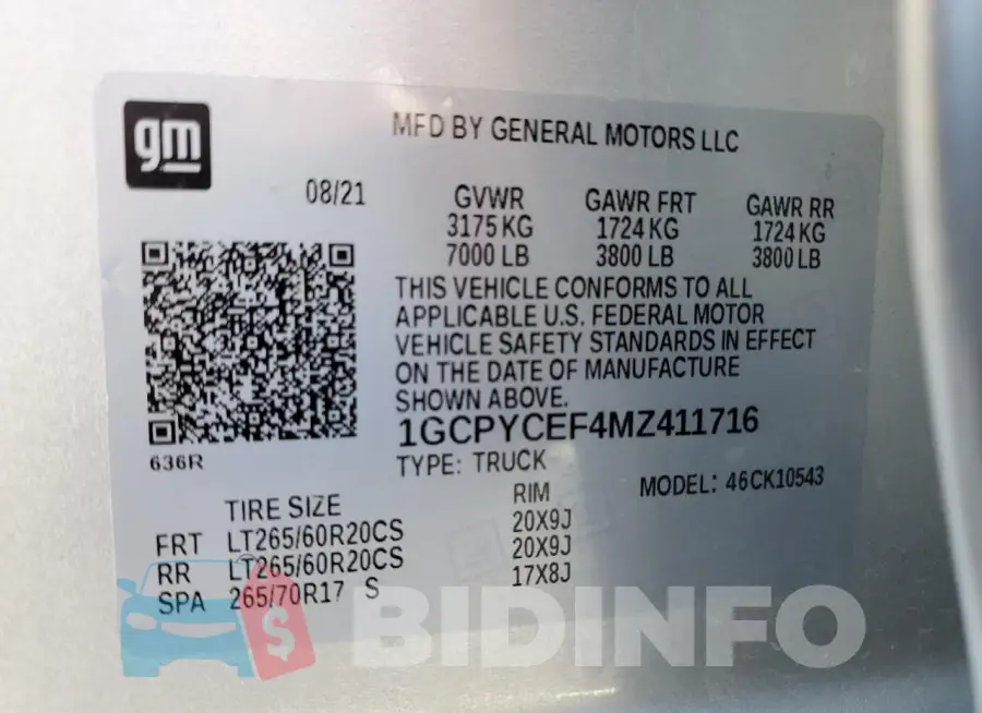 1GCPYCEF4MZ411716 Photo# 12