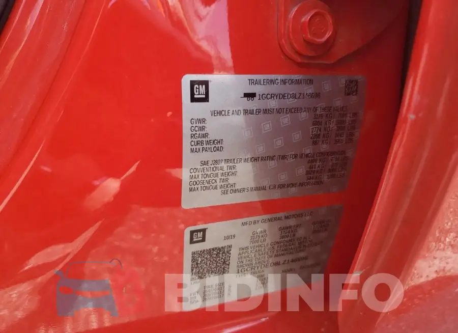 1GCRYDED8LZ146696 Photo# 12