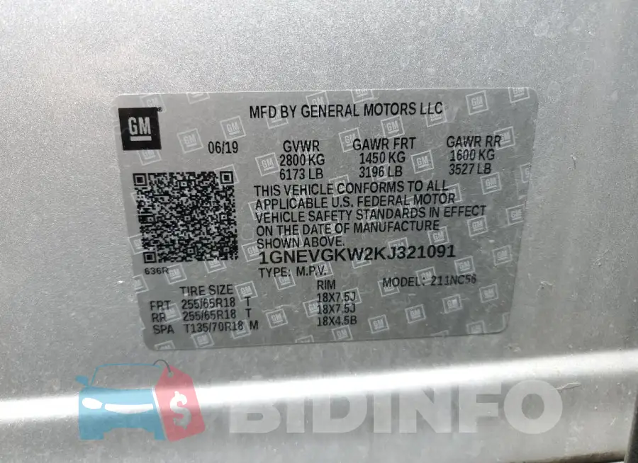 1GNEVGKW2KJ321091 Photo# 13