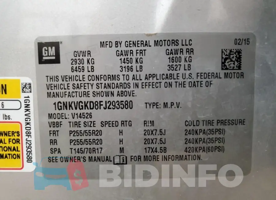 1GNKVGKD8FJ293580 Photo# 14