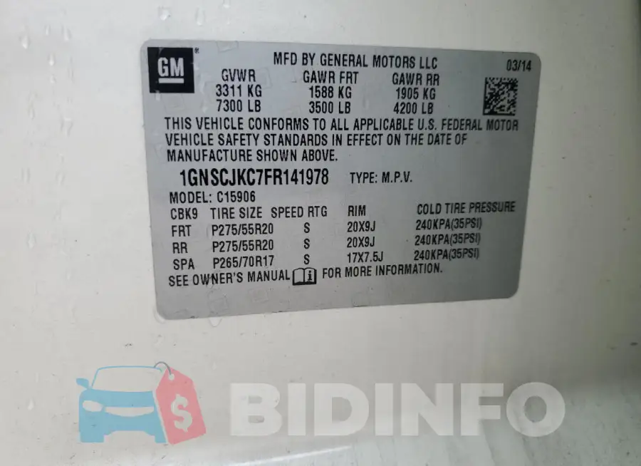 1GNSCJKC7FR141978 Photo# 13