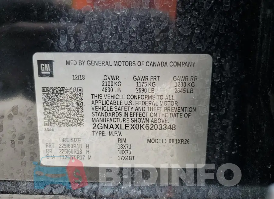 2GNAXLEX0K6203348 Photo# 13
