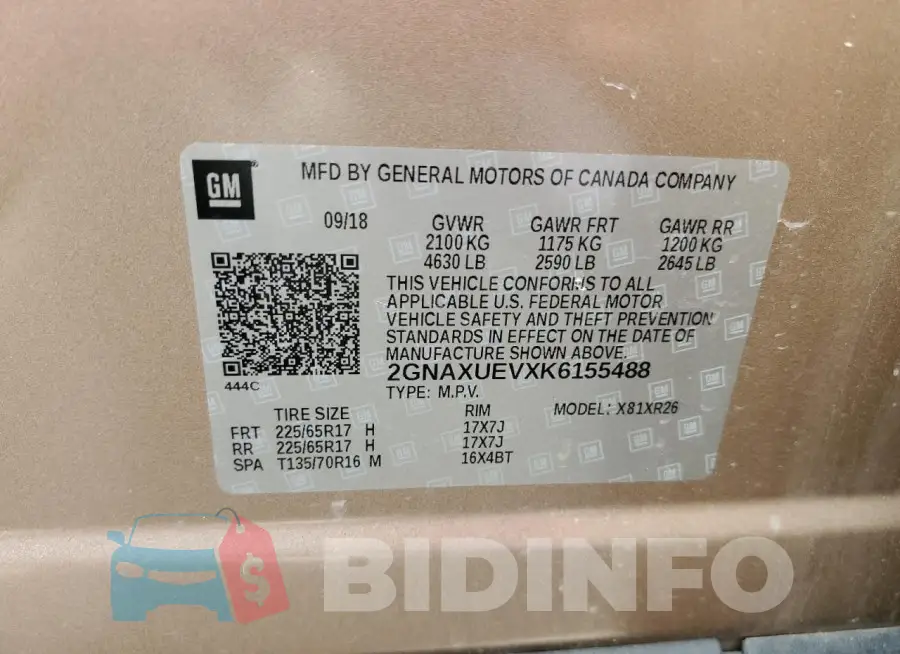 2GNAXUEVXK6155488 Photo# 12