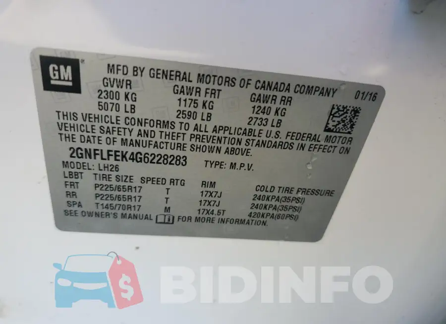 2GNFLFEK4G6228283 Photo# 13