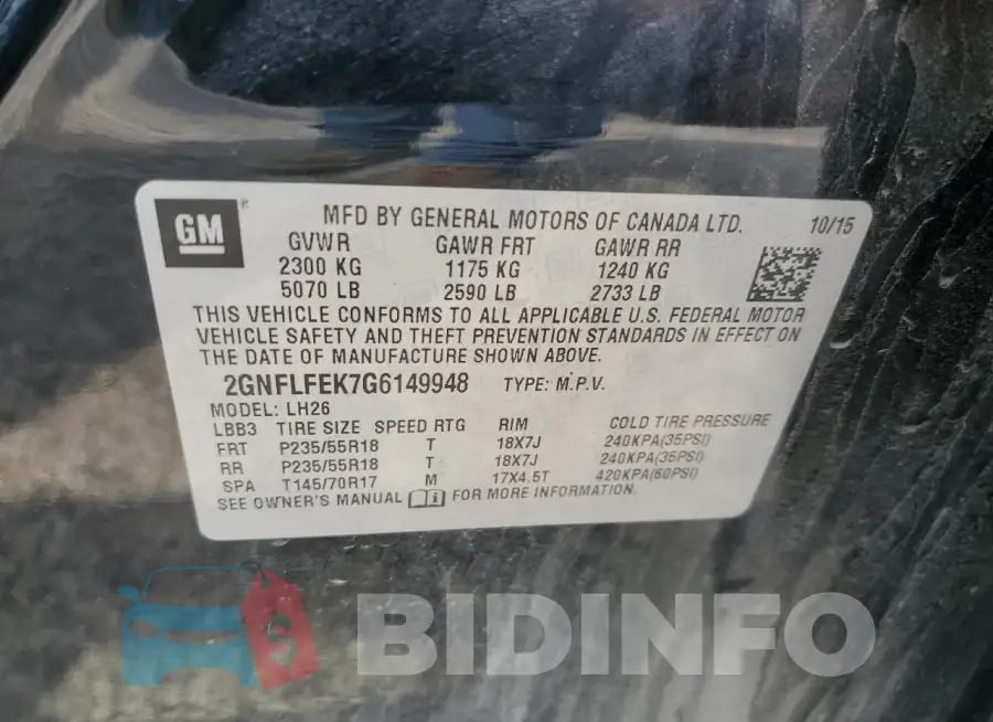 2GNFLFEK7G6149948 Photo# 12