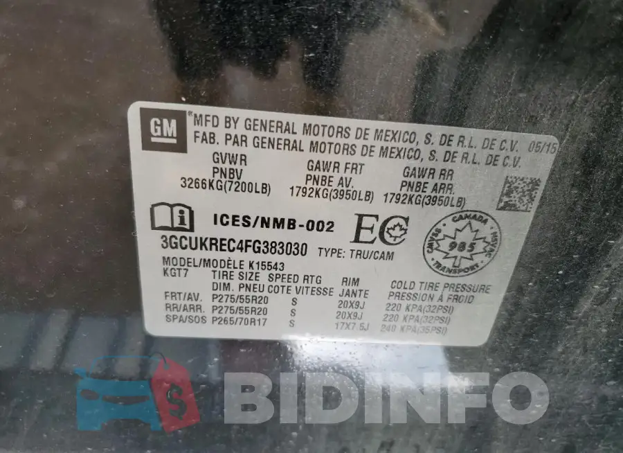3GCUKREC4FG383030 Photo# 12