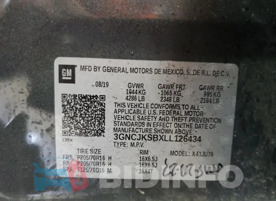 3GNCJKSBXLL126434 Photo# 13