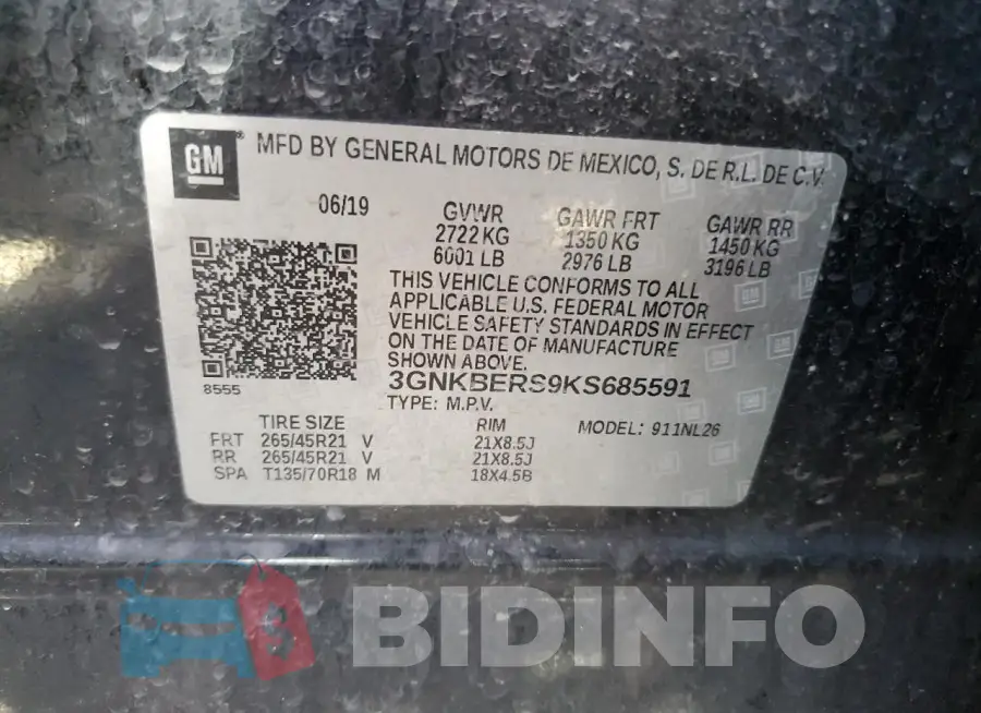 3GNKBERS9KS685591 Photo# 13
