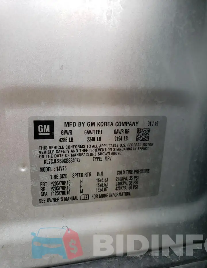 KL7CJLSB9KB834072 Photo# 13