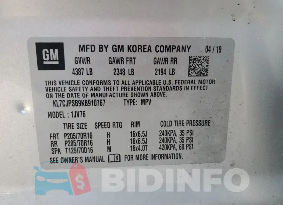 KL7CJPSB9KB910767 Photo# 13