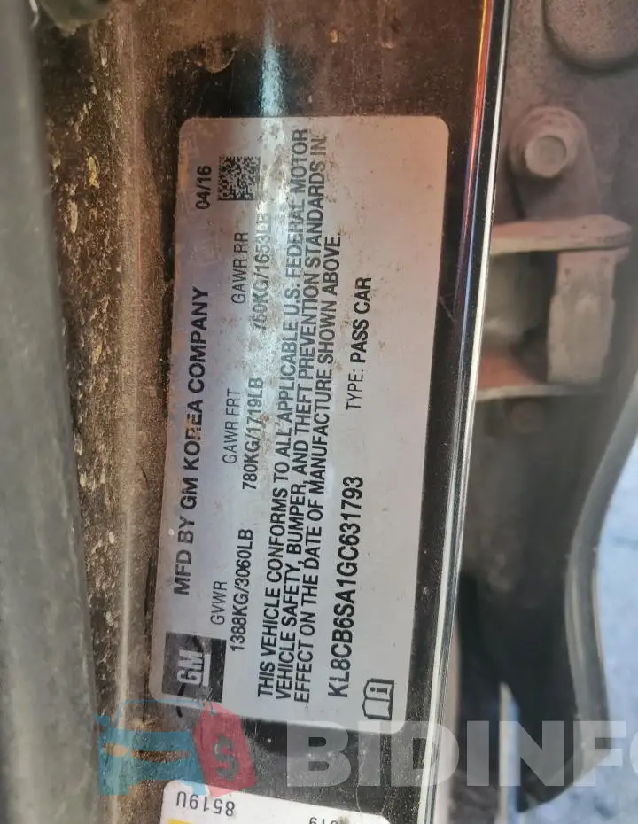 KL8CB6SA1GC631793 Photo# 12