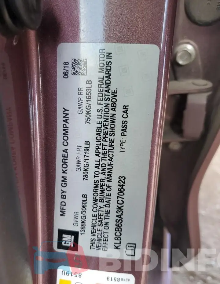 KL8CB6SA3KC706423 Photo# 12
