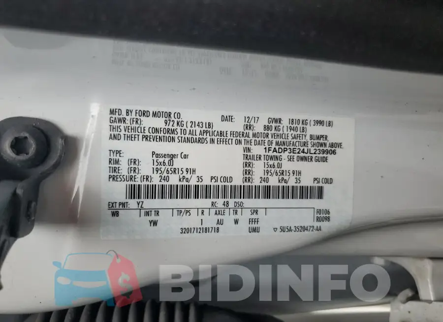 1FADP3E24JL239906 Photo# 12
