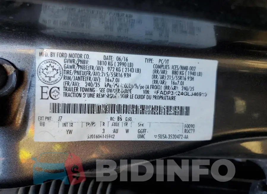 1FADP3K24GL346919 Photo# 13
