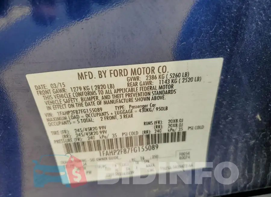 1FAHP2F87FG155089 Photo# 12
