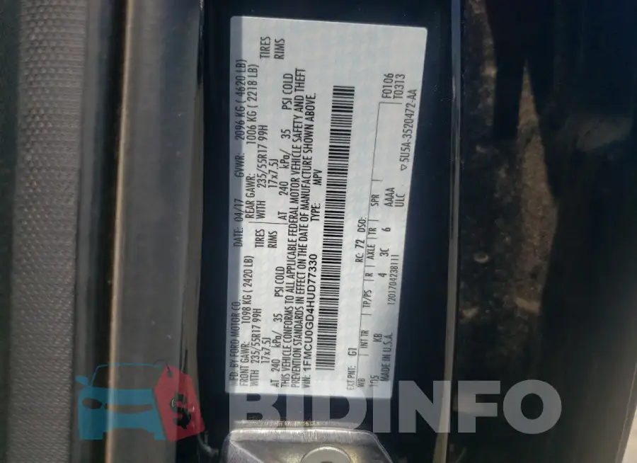1FMCU0GD4HUD77330 Photo# 13