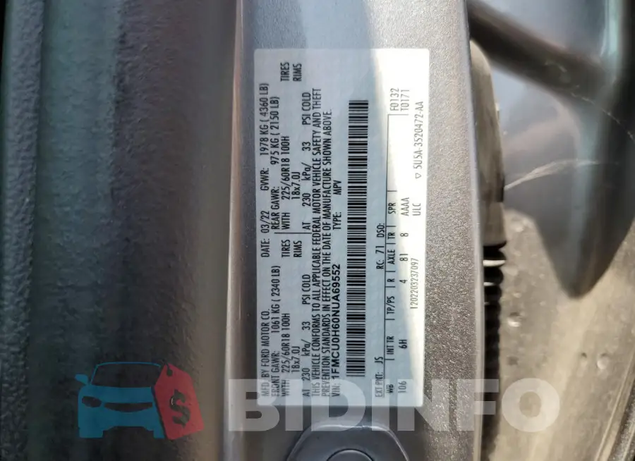 1FMCU0H60NUA69552 Photo# 13