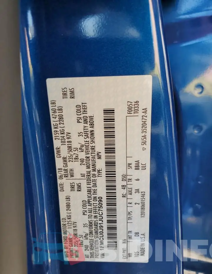 1FMCU0J91JUC75090 Photo# 13