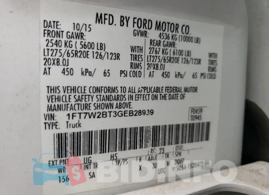 1FT7W2BT3GEB28939 Photo# 13