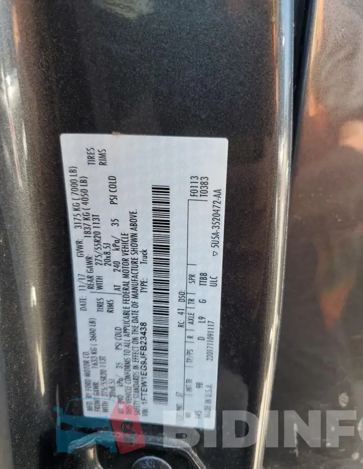 1FTEW1EG9JFB23438 Photo# 12