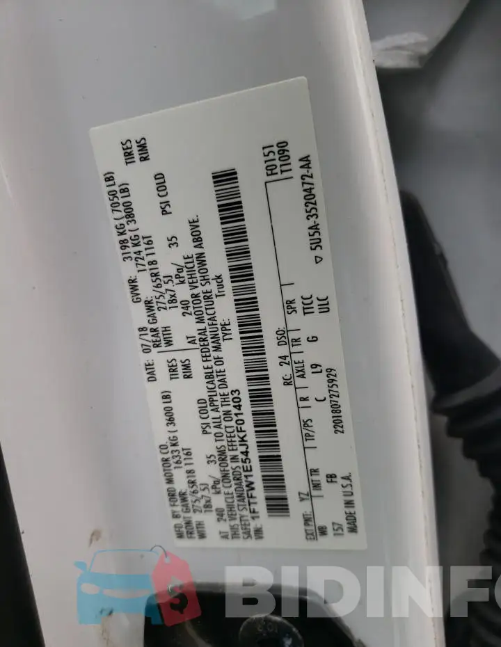 1FTFW1E54JKF01403 Photo# 12