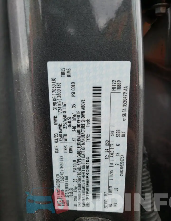 1FTFW1E56PKD90104 Photo# 12