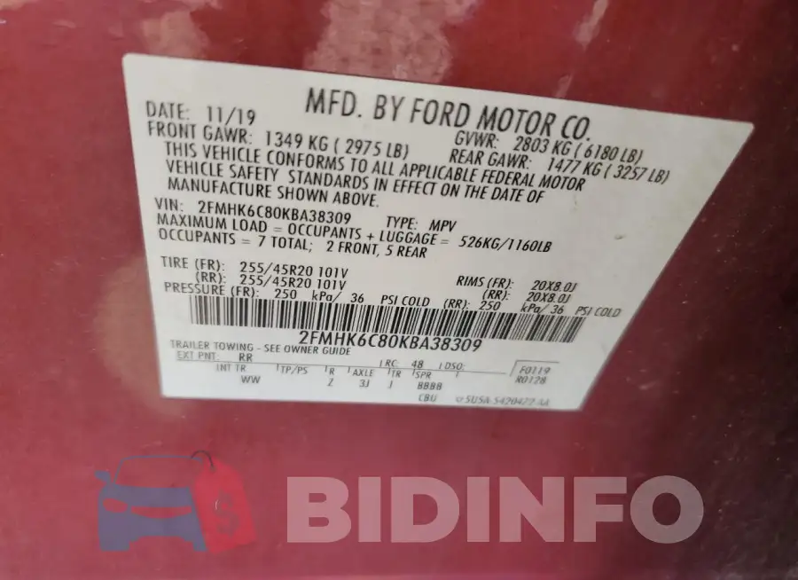 2FMHK6C80KBA38309 Photo# 13