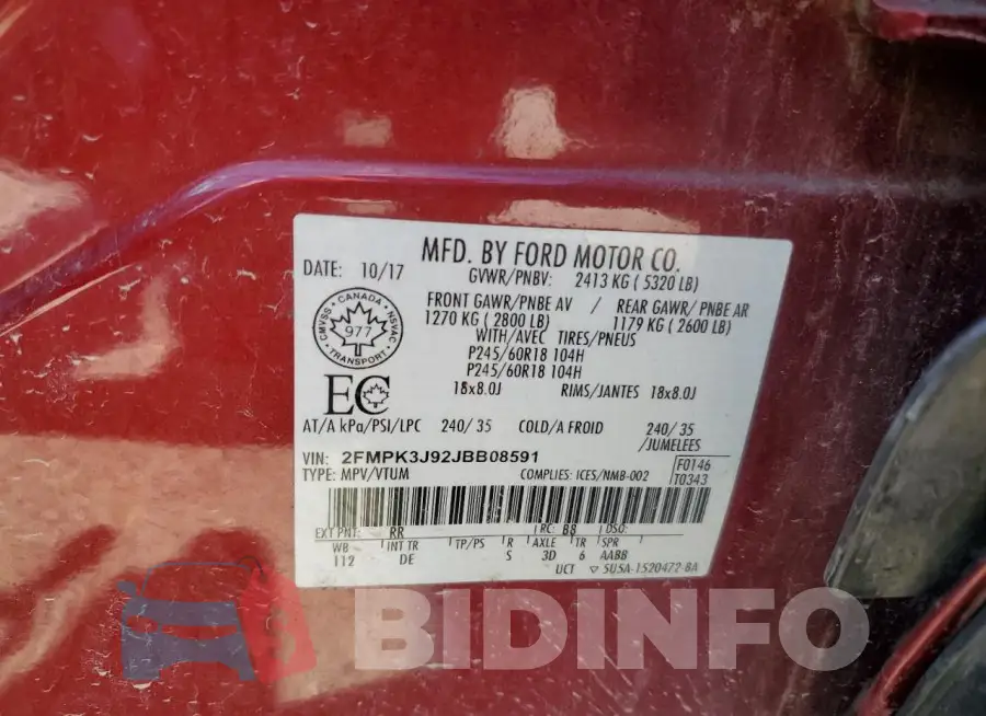 2FMPK3J92JBB08591 Photo# 14