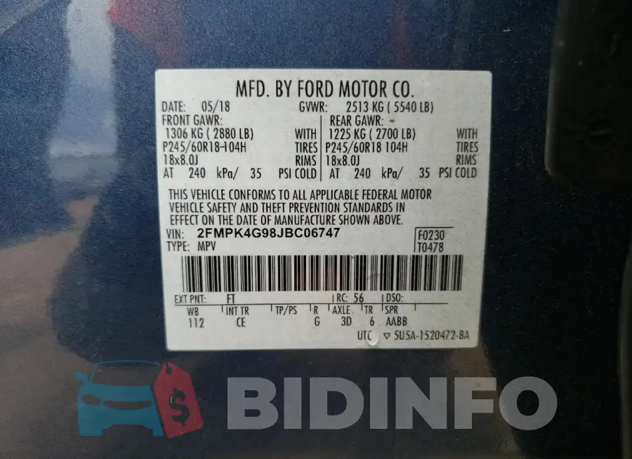 2FMPK4G98JBC06747 Photo# 13