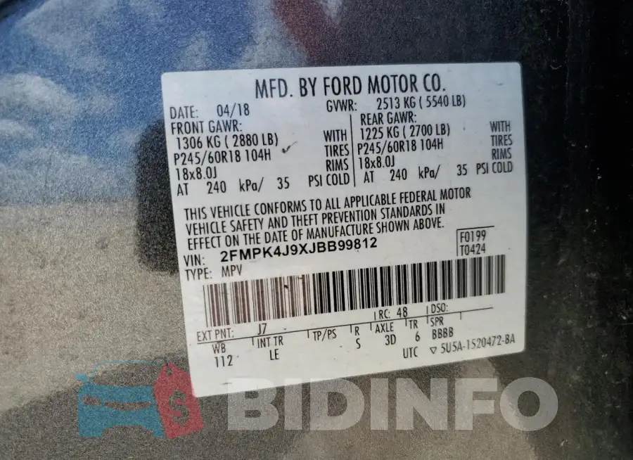 2FMPK4J9XJBB99812 Photo# 13