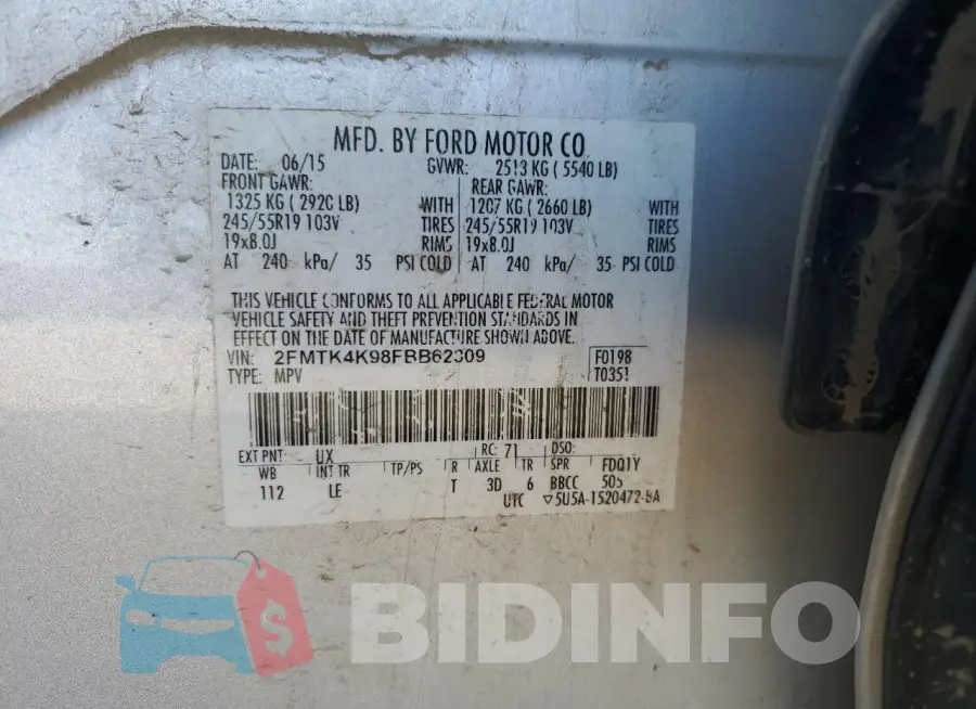 2FMTK4K98FBB62309 Photo# 13