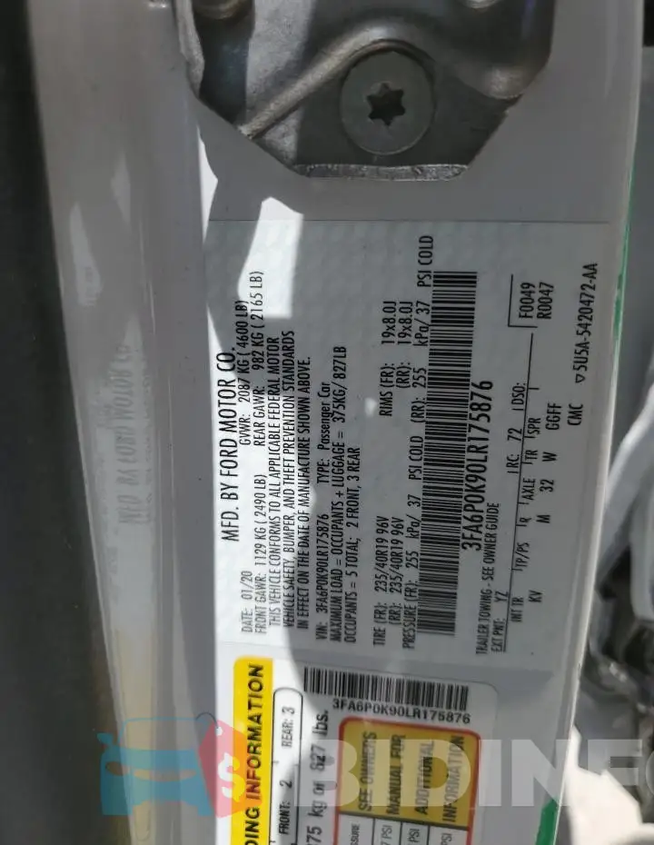 3FA6P0K90LR175876 Photo# 12