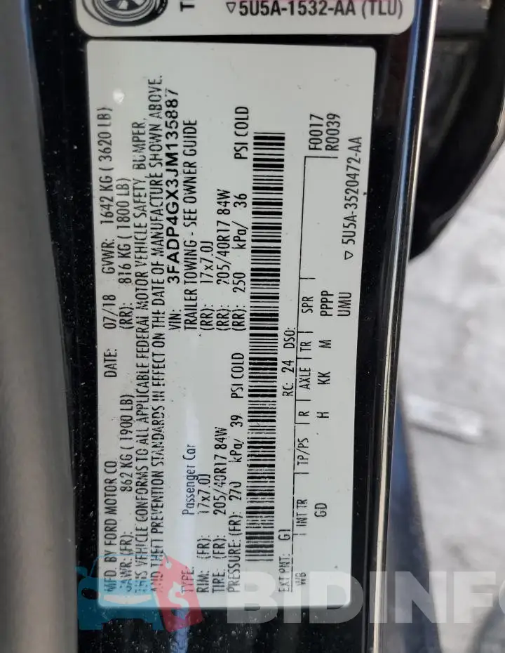 3FADP4GX3JM135887 Photo# 12