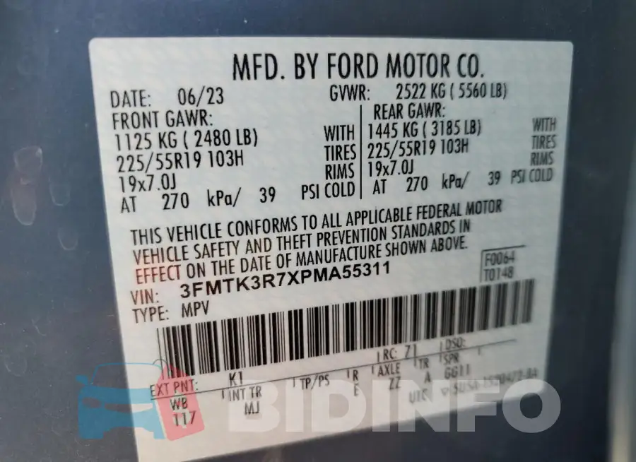 3FMTK3R7XPMA55311 Photo# 13