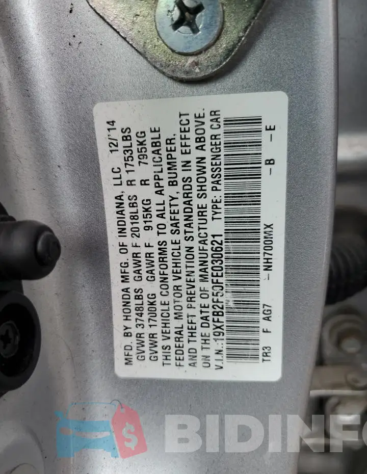 19XFB2F50FE030621 Photo# 12
