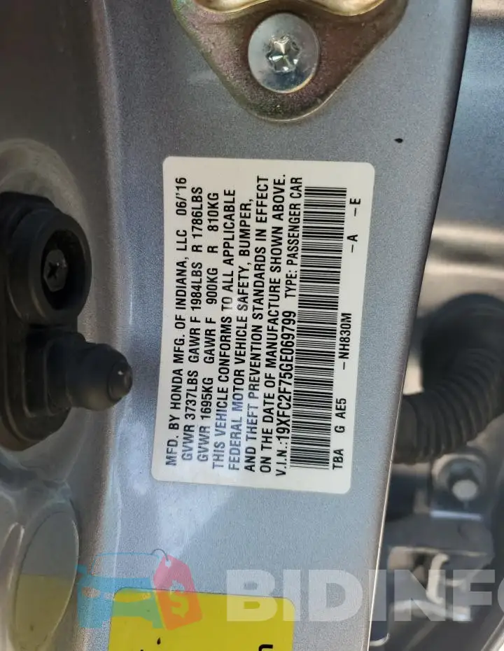 19XFC2F75GE069799 Photo# 12