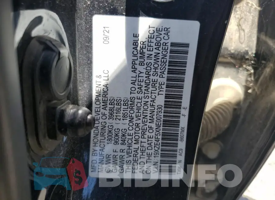19XZE4F5XNE007930 Photo# 12