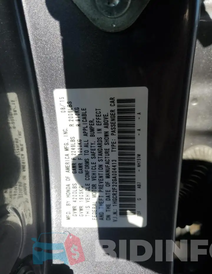 1HGCR2F32GA004413 Photo# 12