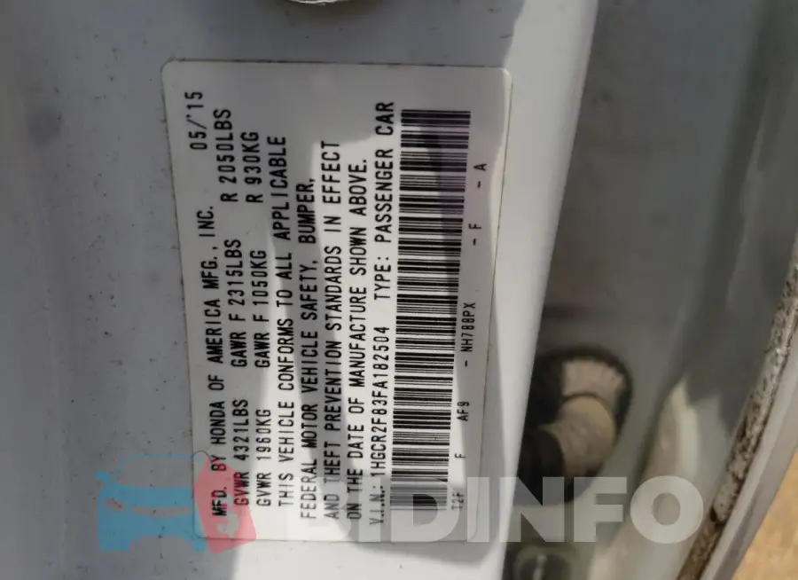 1HGCR2F83FA182504 Photo# 12
