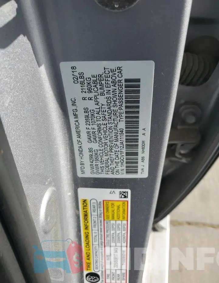 1HGCV1F12JA111540 Photo# 13