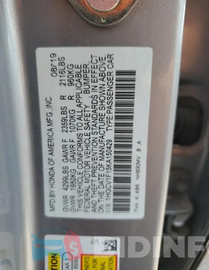 1HGCV1F15KA150429 Photo# 13